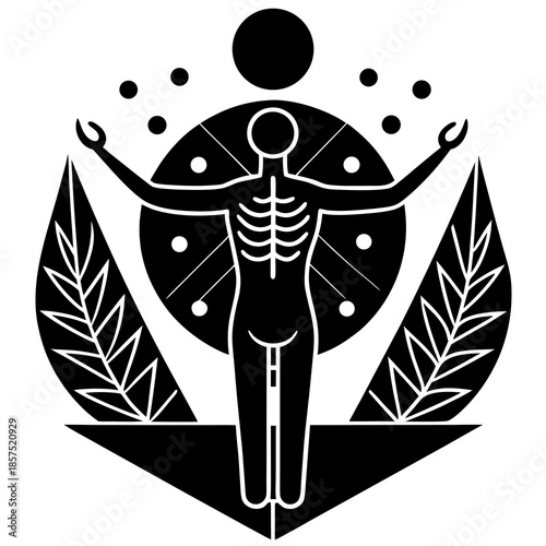 Symbolic human figure with outstretched arms