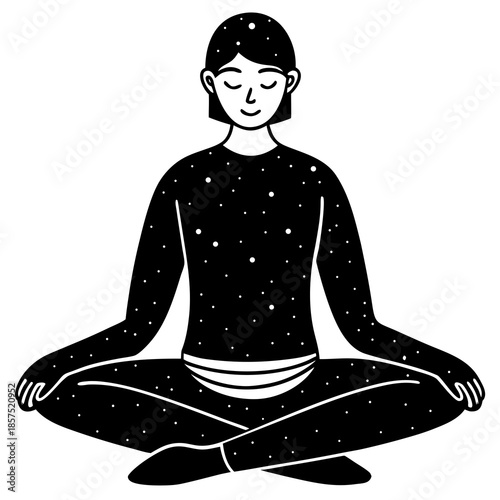 Person meditating in space