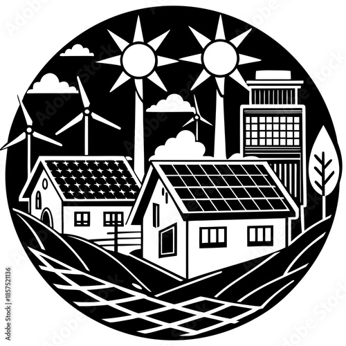 Sustainable village with renewable energy sources
