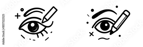 Black and white vector of eye makeup techniques