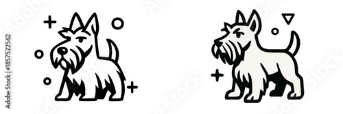 Vector illustrations of two playful dogs in a minimalist style