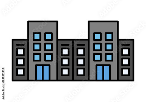 Edificio de oficinas o complejo residencial urbano de estilo lineal