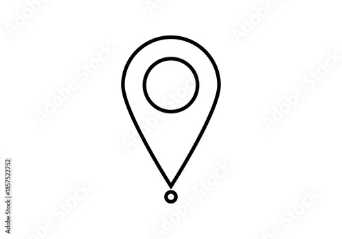 Icono lineal de un marcador de posición o puntero de mapa sobre un fondo blanco