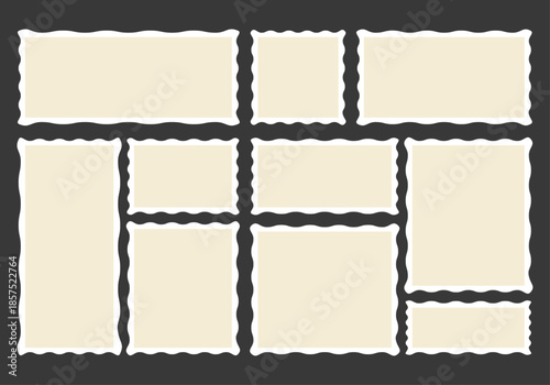 Colección de marcos decorativos con bordes ondulados y estilo vintage