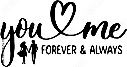 Font text words illlustration silhouette man and woman illustration design love forever