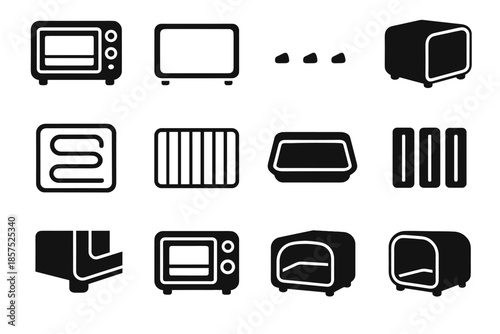 Oven icon arc slab countertop panel vector line foot support cavity icons