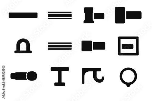 Contour stabilizer ridge vector icon metal frame rod smooth curtain panel cap