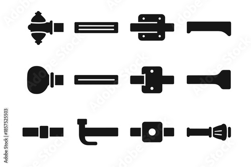 Curtain rounded rod vector decorative finial bar pad ridge smooth strip icon