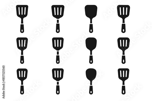 Vector arc panel base spatula band cooking compact cavity tile icon plate