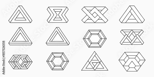 Quadro su tela Optical illusions featuring impossible geometric shapes and paradoxical construc
