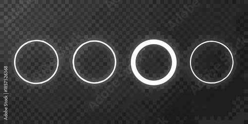 Four glowing white oval frames arranged in a horizontal line on transparent background