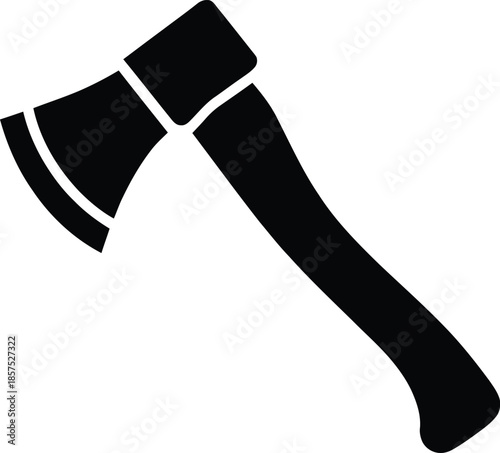 Black Silhouette Axe Vector Graphic Icon - Tool Symbol for Logging and Woodworking Industries