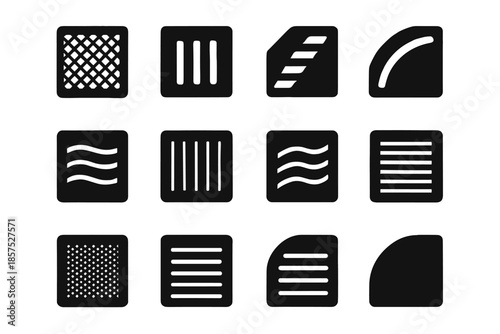 Patch smooth piece heater icons micro diagonal panel cutout icon vent vector