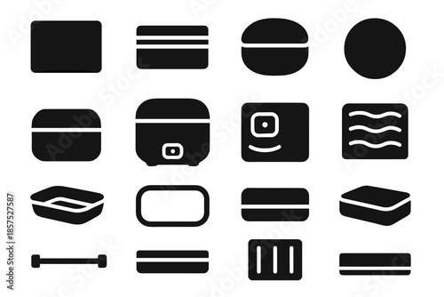 Vector icon strip stabilizer stainless compact tile tray box steel slab lunch