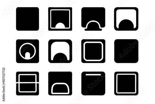 Smooth square desktop slab mount modern compact vector bar tile icon cavity