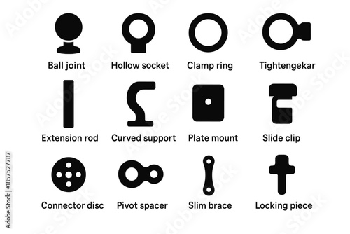 Piece universal tightening plate ring socket clamp icon icons mount support vector