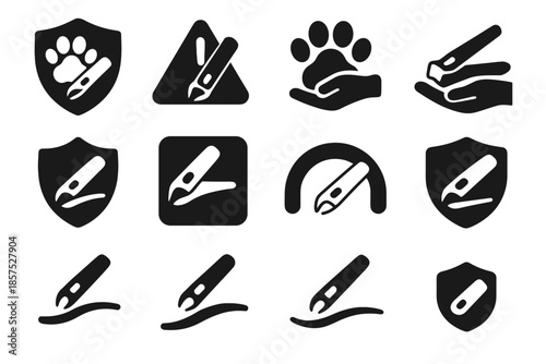 Contour vector shield care icons icon plate safety buffer tile nail rounded