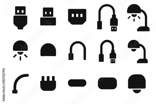 Vector smooth tile usb lamp icon mini segment pin cable