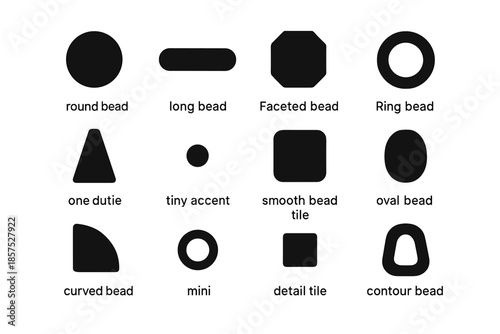 Smooth faceted contour bead icons tile vector circle bar decorative icon accent