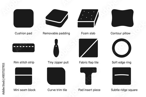 Tile plate pad vector square trim accessory icon soft pull padding seat