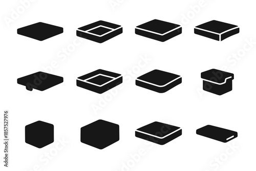 Icons icon smooth corner piece edge box lid square micro vector slab