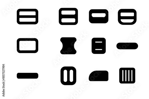 Tile icon ridge narrow curved clip contour buckle vector adjuster adjustable icons