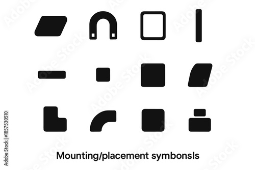 Tile display arc block grid micro ridge icon mount vector plate magnetic