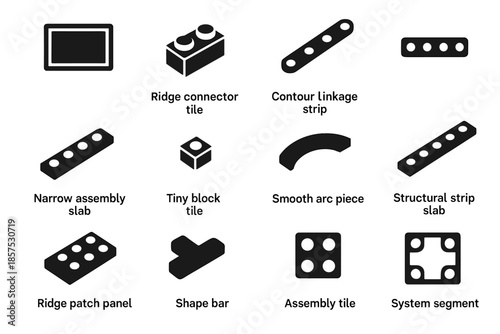 Segment tile bar icon vector block frame system shape assembly panel smart