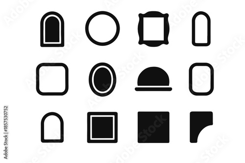 Tiny frame piece modern icons vector mirror unit slab rim icon strip