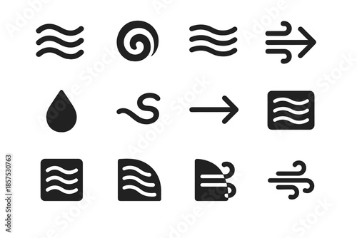 Smooth symbol vector unit air patch airflow set icon droplet micro