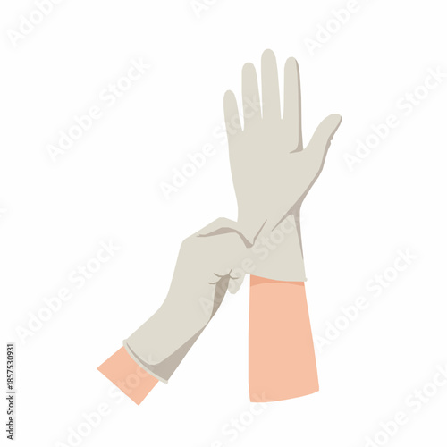 Hands Wearing Medical Gloves Vector Illustration COVID-19 Safety