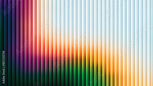 Glass ripple texture with dark gradient background and lilac light streaks. Futuristic distortion, moody abstract glow, reeded vertical blur. Vector illustration EPS