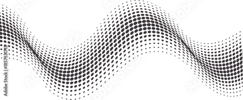 Abstract black and white scattered dot wave pattern