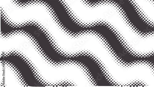 Black and white halftone wave pattern with smooth curves