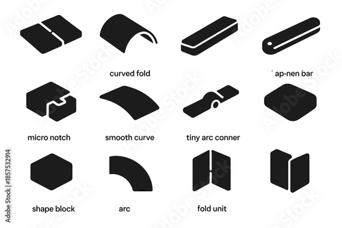 Tile ridge narrow slab strip contour mechanism icons arc vector icon folding