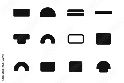 Vector icon unit smooth plate slab set notch connector contour trim curve