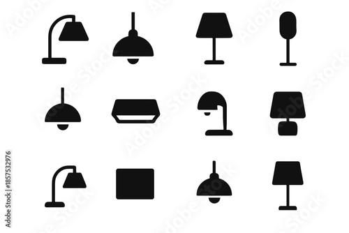 Set smooth vector table icon panel outline lamp tiny shape patch