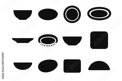 Stroke outline unit dish icon slab contour grid plate strip vector