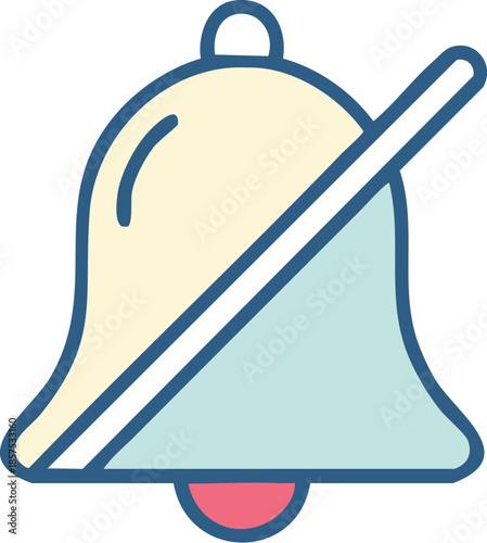 Clear graphic illustration of a muted notification bell icon, symbolizing a silent mode or the disabling of sound alerts and digital disturbances in applications