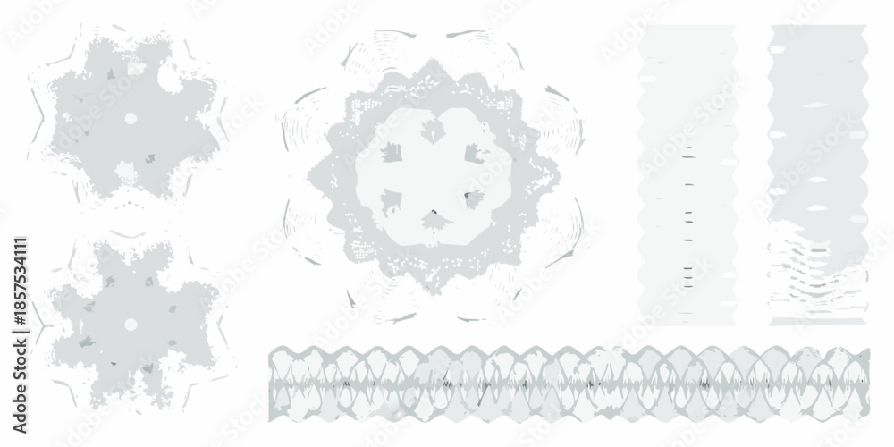 Obraz premium Gray patterned shapes and borders displayed in a simple illustrative design