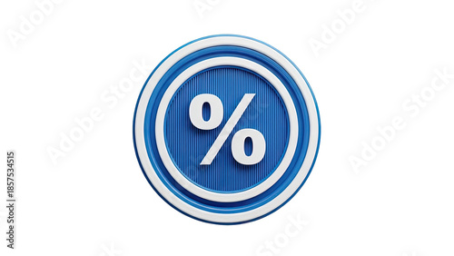 Free Download 3D Blue and white 3D percentage icon on a plain background on transparent background - GFXLoad