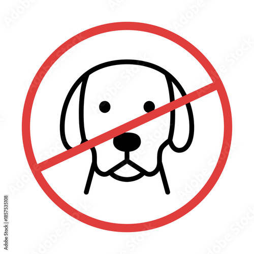 No dogs allowed to enter the territory. An icon forbidding entry with animals.No dogs or pets on the premises. The face of a Labrador