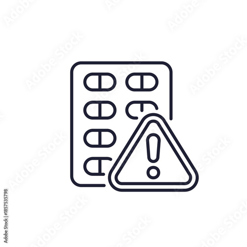 adverse drug reaction line icon, pill allergy or side effects