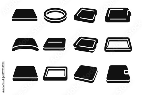 Curved slim icon modern edge lock icons lid vector tile rim shallow