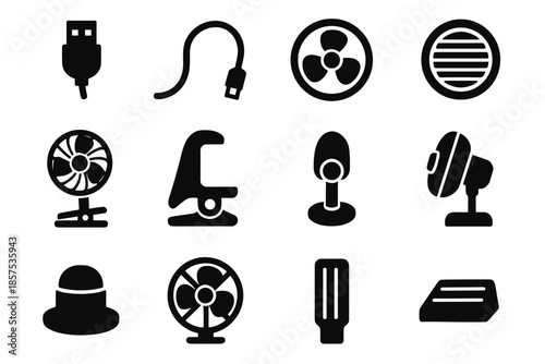 Usb jaw bar small slit bracket vector icon cap plug fan shape