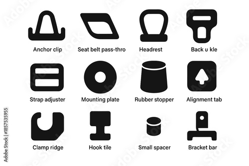 Buckle seat ridge tile spacer clip hook icon installation vector mounting icons