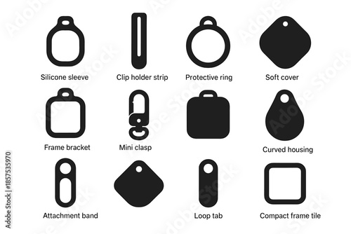Mini vector band tag smart cover plate frame outline bracket hook icon