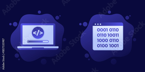 code compilation icons, vector design