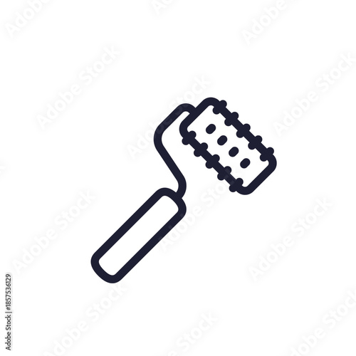 dermaroller icon, roller with needles for microneedling line vector pictogram
