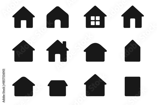 Home outline slab soft tile icon tiny smooth block modern door vector